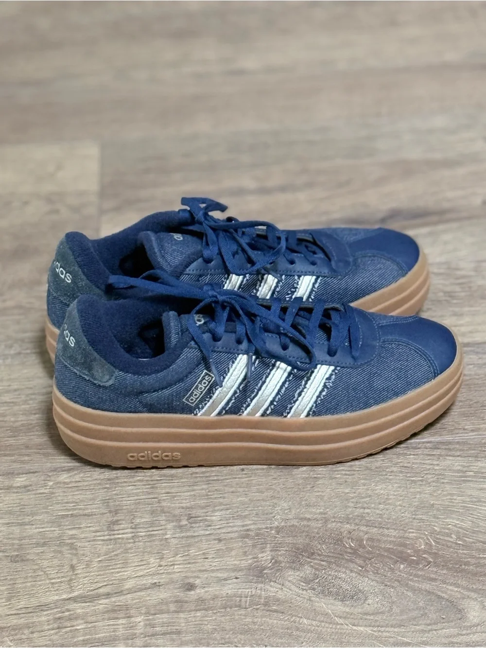 Adidas VL Court Bold Denim Platform Sneakers Womens 7.5 Blue Gum JS4471